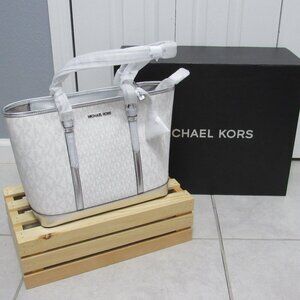 Michael Kors Metallic Silver and White Tote/Purse